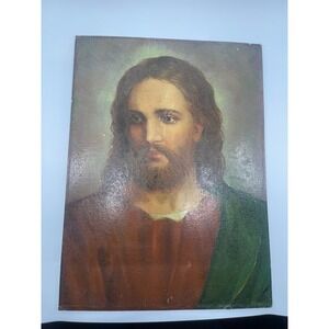 Vtg Jesus Christ Religious Oil Painting Canvas Board J K Kozakiewicz 1937 12x16"